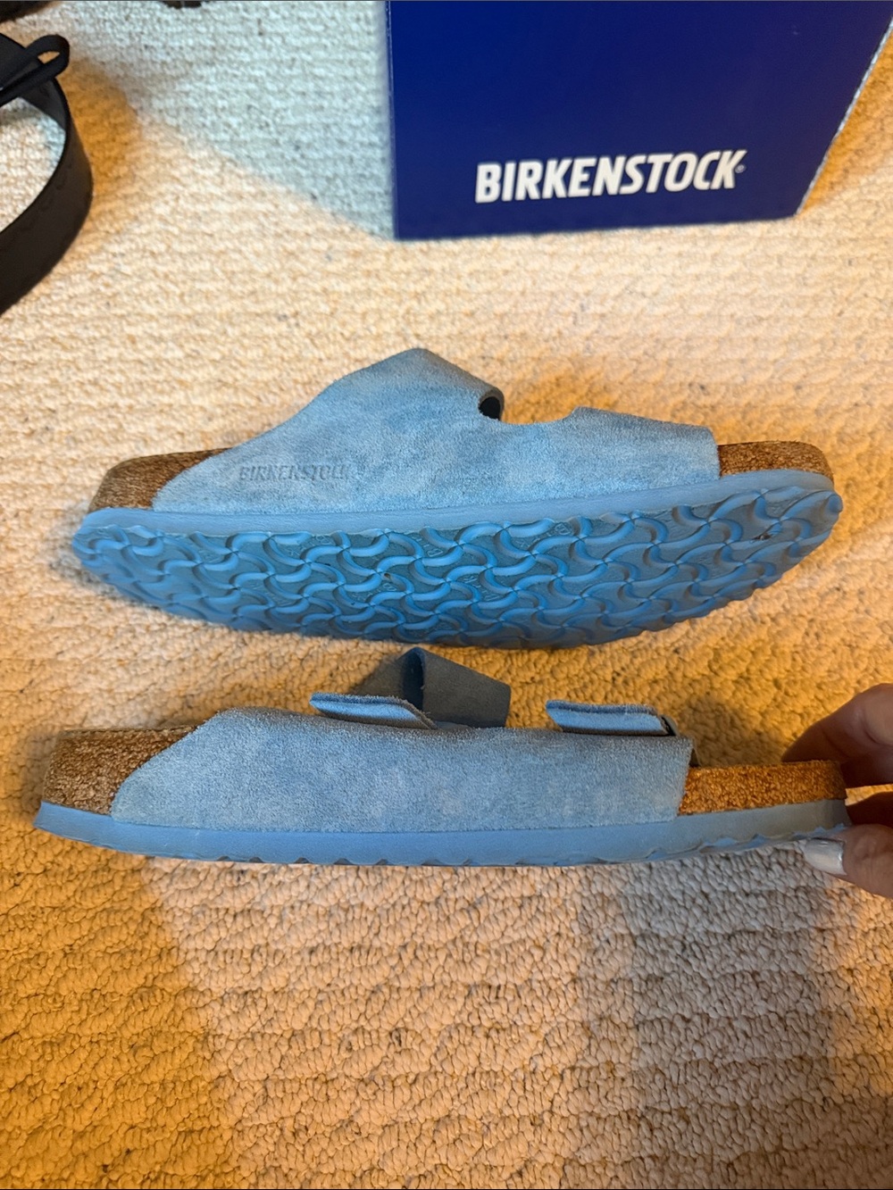 Birkenstock Sky Blue Suede Arizona Sandals - Picture 9 of 12